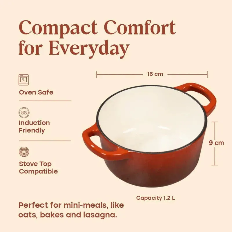Cumin Co Enamel Cast Iron Cooking Pot (1200 mL) - Rust media 8