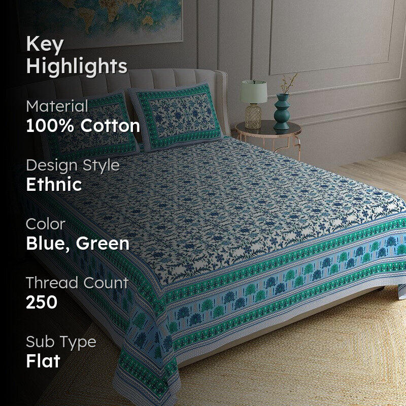 Colby Floral Cotton Bedsheet - 250 TC media 2