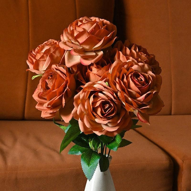 Faux Everlasting Rose Flower Bunch - Orange media 3