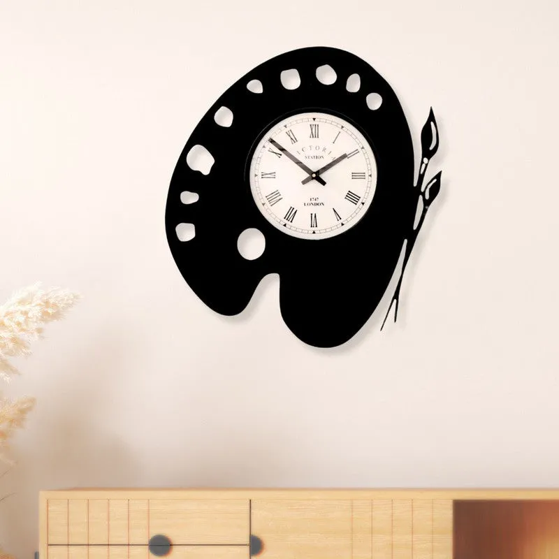 Palette Steel Analog Wall Clock - Black media 1