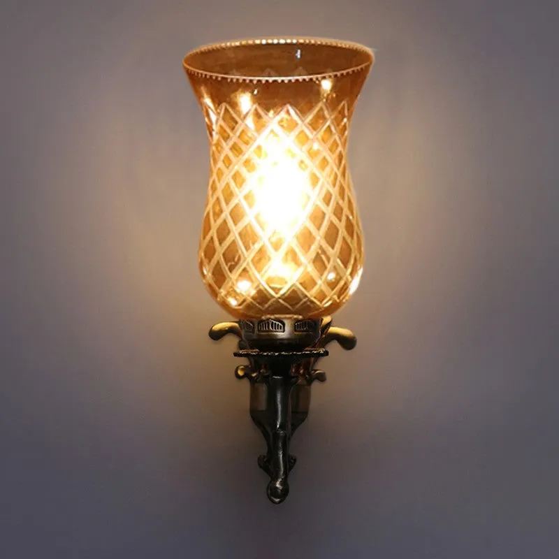 Honey Glow Gothic Amber Glass Wall Lamp media 4