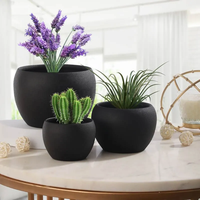 Alisha Handcrafted Matte Planter (Black) - Set Of Three media 14