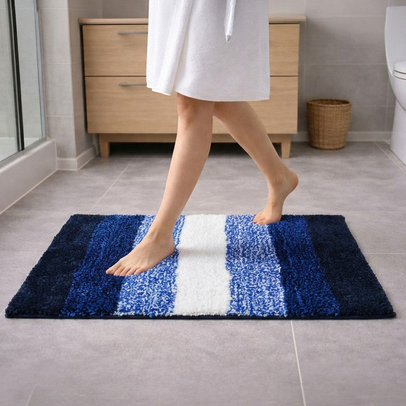 Quick Dry Anti Skid Micro Fiber Bath Mat - Blue - 40 x 60 cms