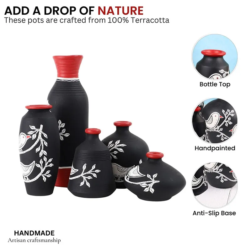 Neel Pakhi Handpainted Terracotta Vase - Set Of Five media 4