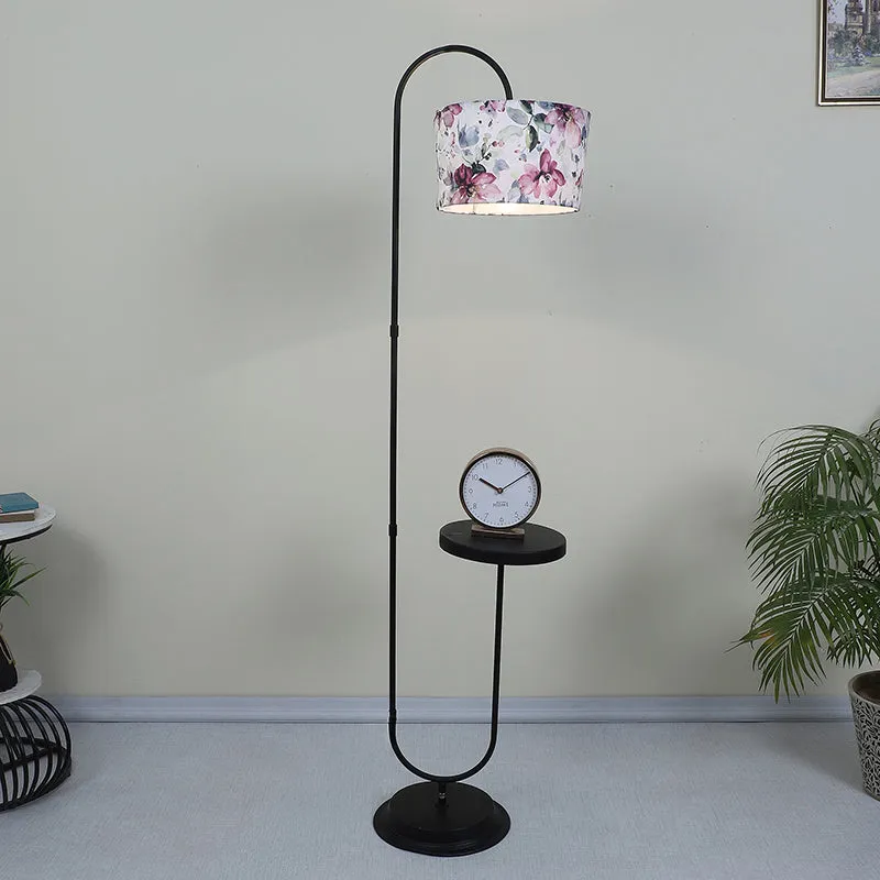 Lumikko Printed Arched Metal Floor Lamp With Shelf media 2