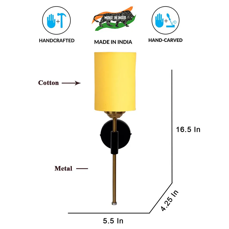 Beryll Cylindrical Steel & Cotton Wall Lamp - Yellow media 6
