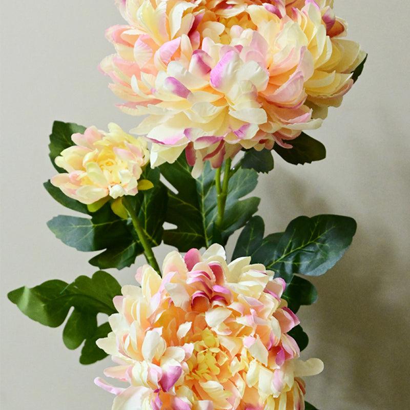 Artificial Peony Flower Stick - Peach & Green media 3