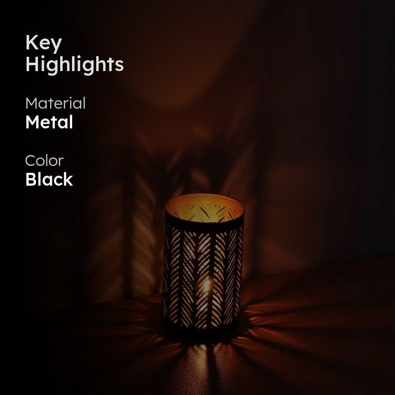Black Mesh Narrow Tealight Candle Holder media 2