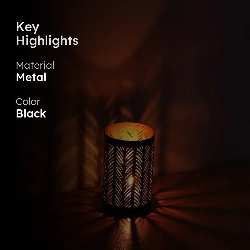 Black Mesh Narrow Tealight Candle Holder media 2
