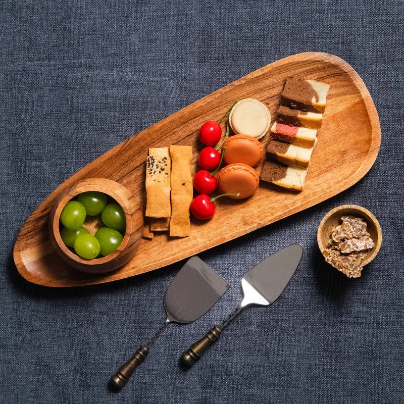 Harbor Style Wood Serving Platter with Dip Bowl - Two Piece Set media 3