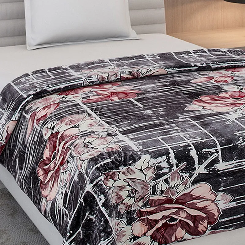 Monte Carlo Artnyx Floral Print Polyester Blanket (Brown) - 350 GSM media 5
