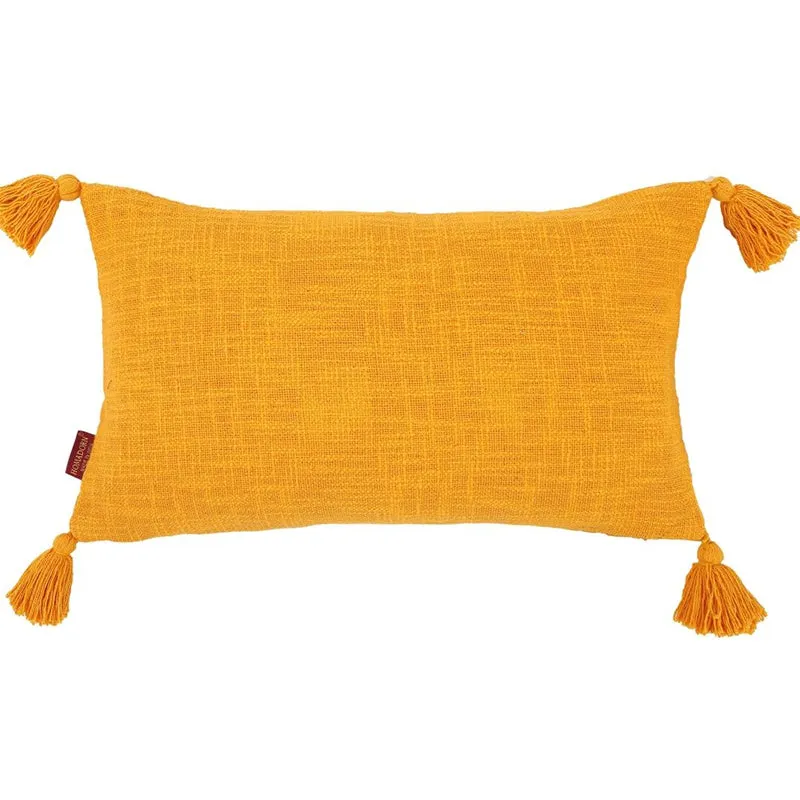 Claira Rectangle Solid Cushion Cover (Mustard Yellow) - Set Of Two media 10
