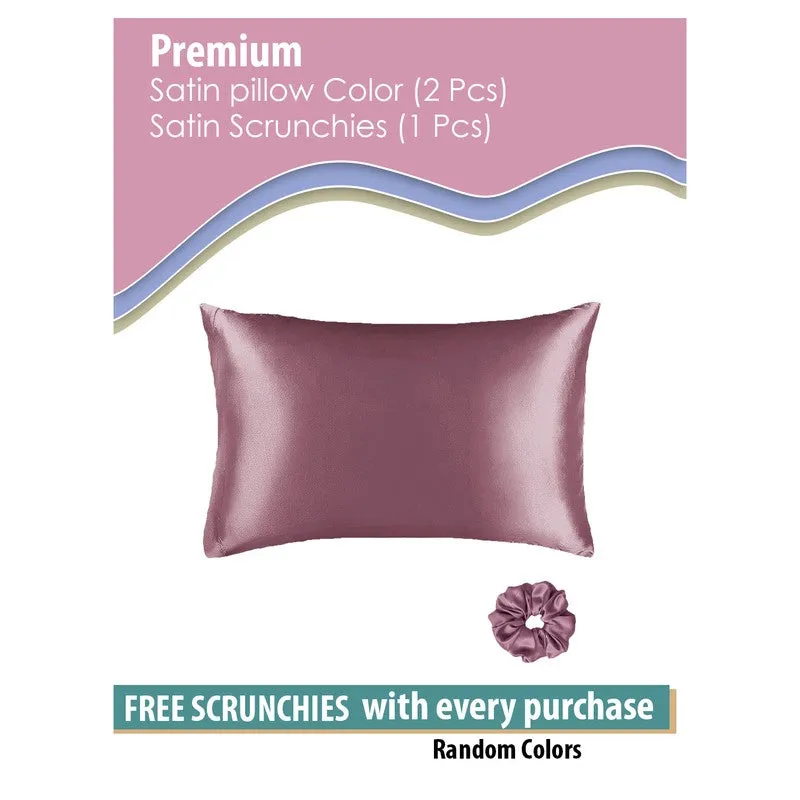 SilkenAura Satin Pillow Cover with a Scrunchy (Purple) - Set Of Two media 5