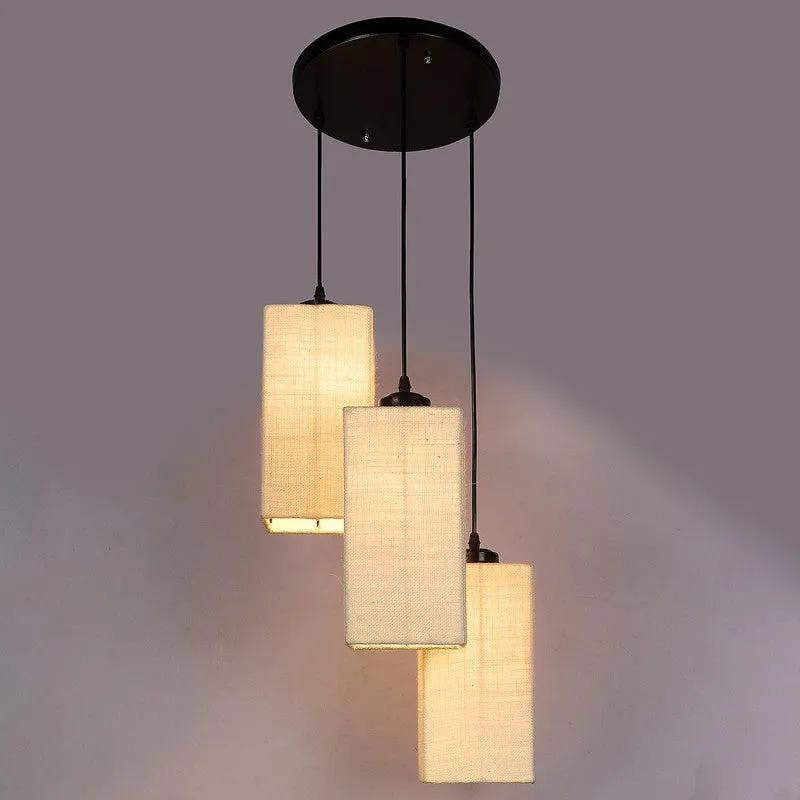 Warm Ivory Triple Metal Ceiling Lamp - Off White media 6
