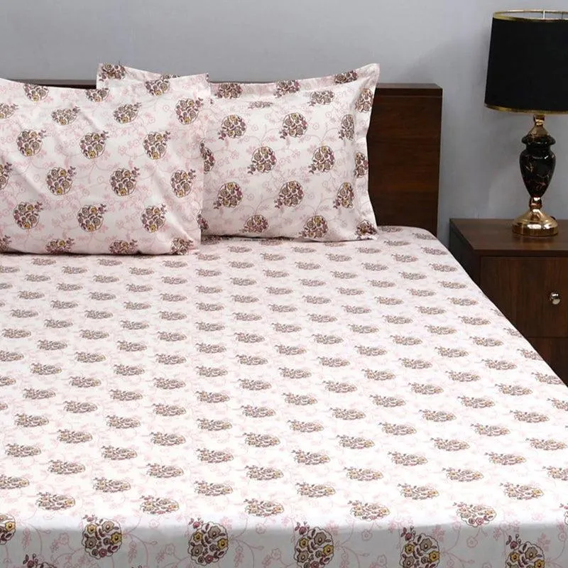 Aachal Ethnic Microfiber Bedsheet (Beige) - 120 GSM media 1