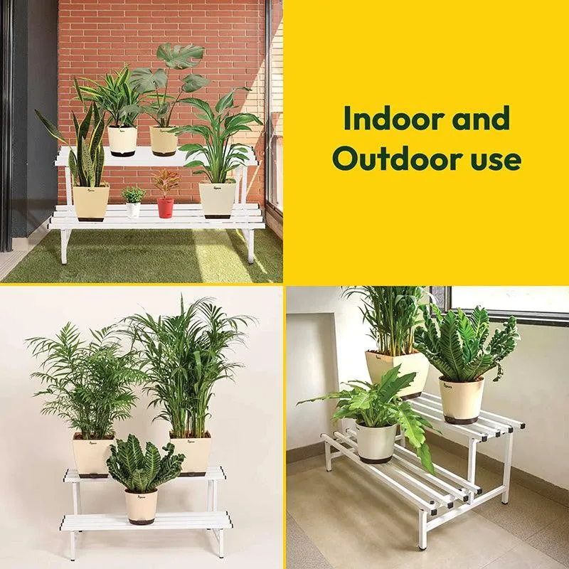 Botanika Elevate Two Tier Metal Plant Stand - White media 4