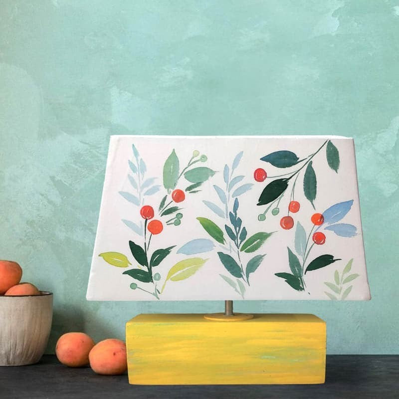 Berry Lush Handpainted Fabric Table Lamp - Multicolor media 4