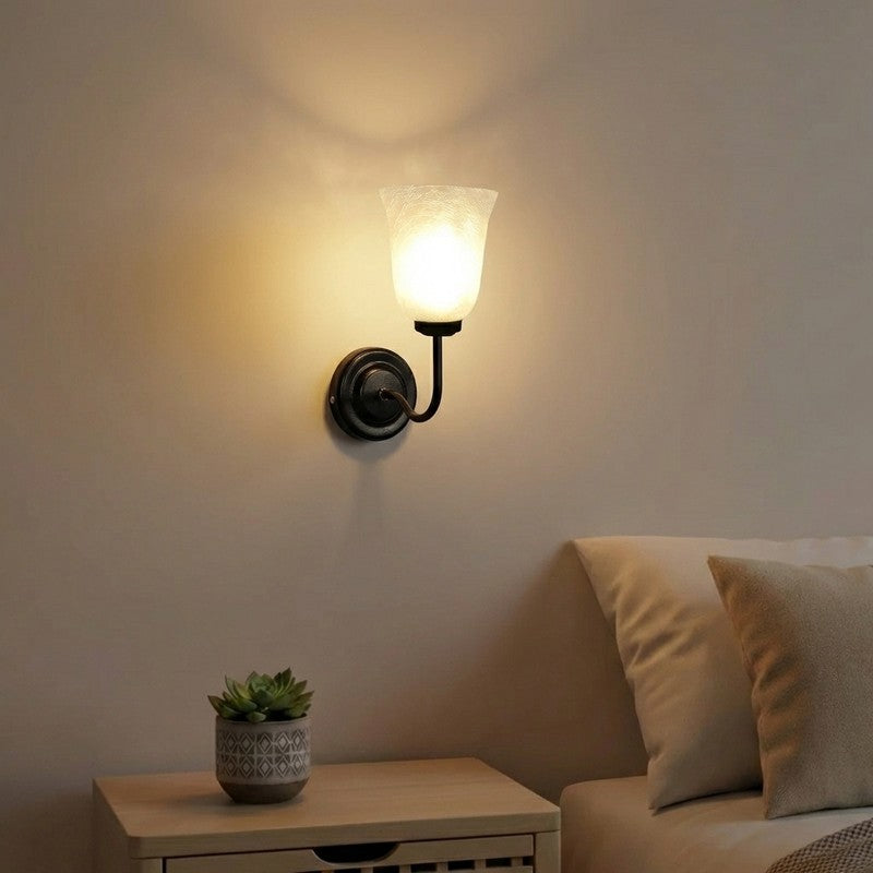 Crystal Bloom Matte Glass Wall Lamp