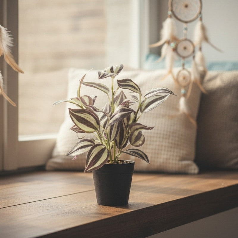 Artificial Wandering Dude Plant With Black Fiber Pot - 0.9 Feet media 5