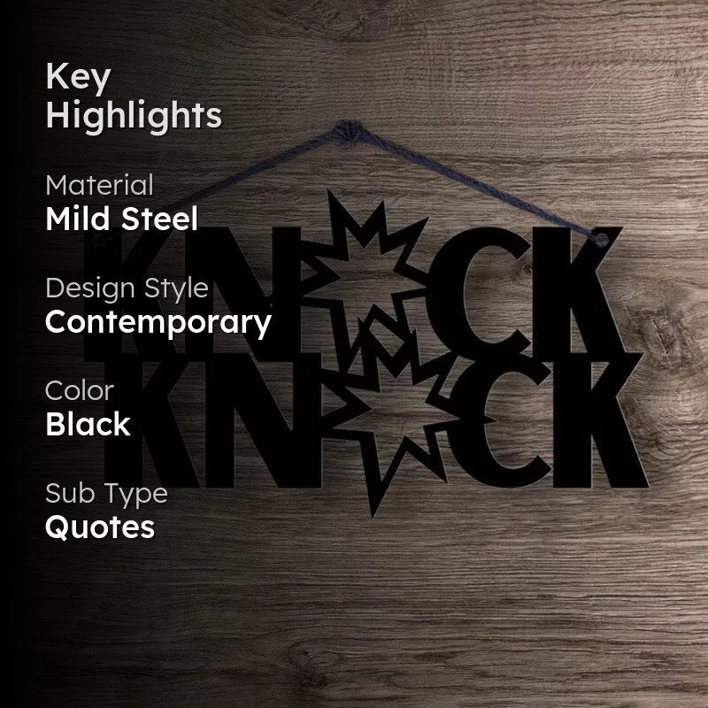 Knock Knock Typography Mild Steel Wall Accent media 2