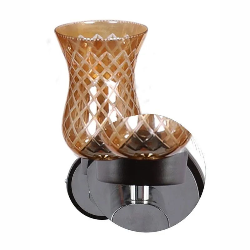 Honey Glow Chrome Amber Glass Wall Lamp media 6