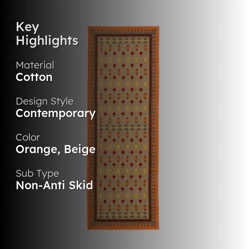 Orvane Cotton Runner Rug - Orange, Beige media 2