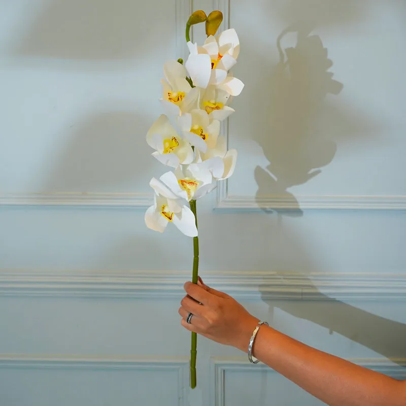 Faux Cymbidium Orchid Flower Stick (White) - 30 CM media 1