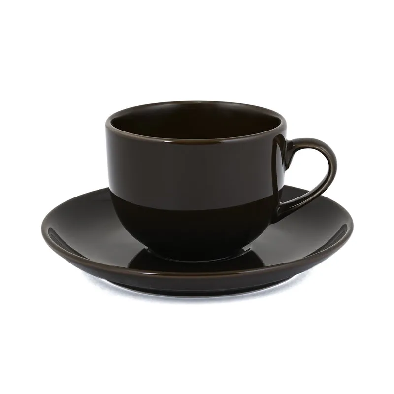 MorningSip Porcelain Cup & Saucer (Brown/240 mL Each) - Set of Six - 5