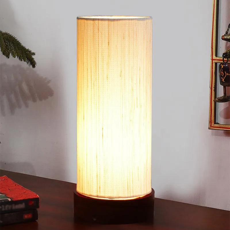 Jaala Brown Tower Wooden Table Lamp - White,Brown media 1