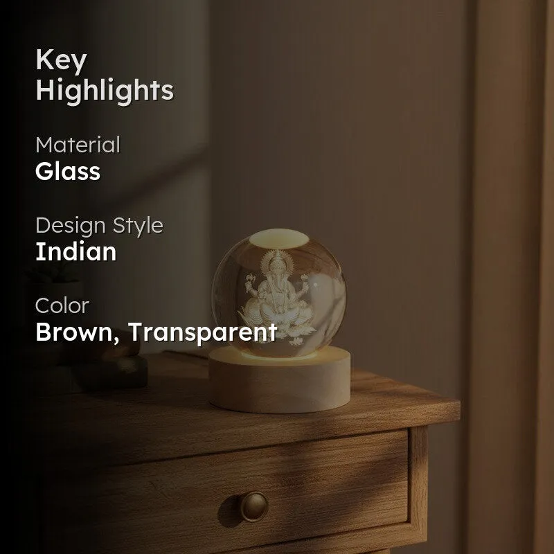 Divine Ganesha Glass Ball Table Lamp media 2