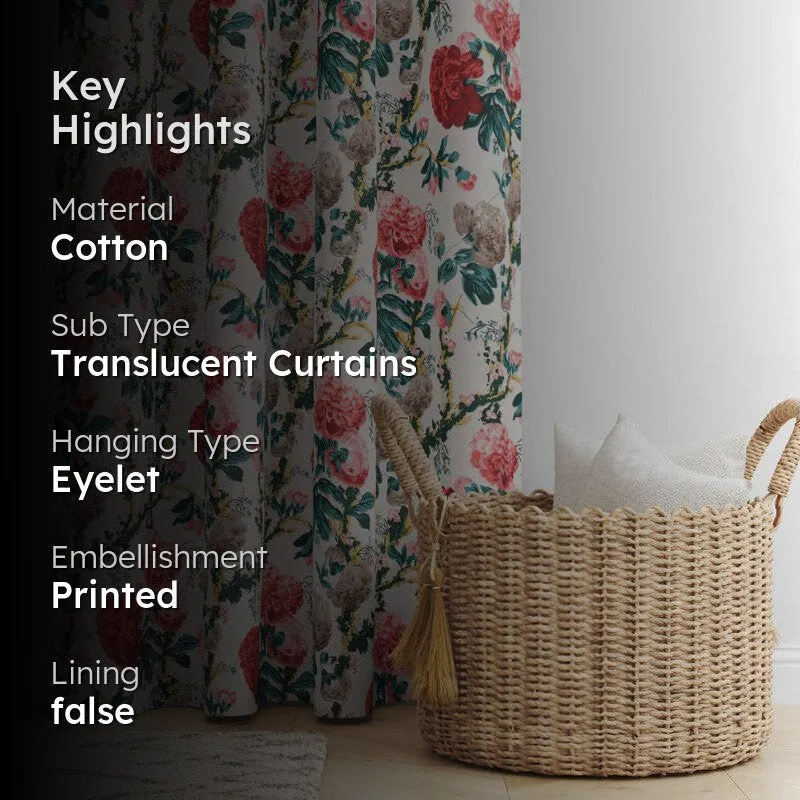 Mivaana Floral Curtain - Peach media 2