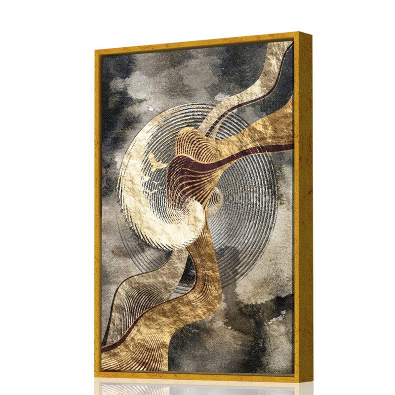 Ezra Abstract Gold & Black Canvas Wall Art media 2