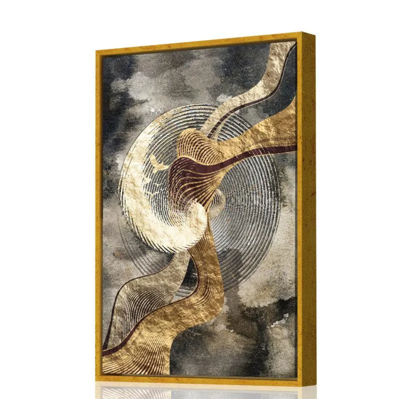 Ezra Abstract Gold & Black Canvas Wall Art media 2