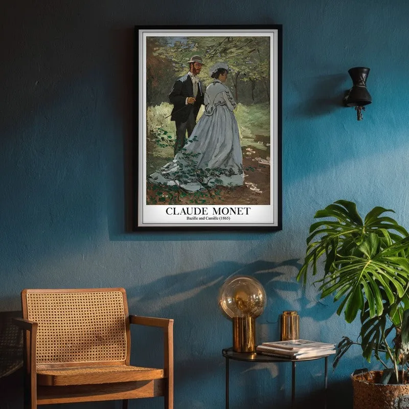 Bazille and Camille, 1865 - Claude Monet Archival Canvas Wall Art - Black Frame media 4