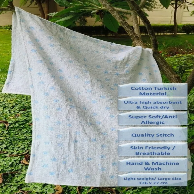 Celestial Star Print Cotton Bath Towels - White media 7