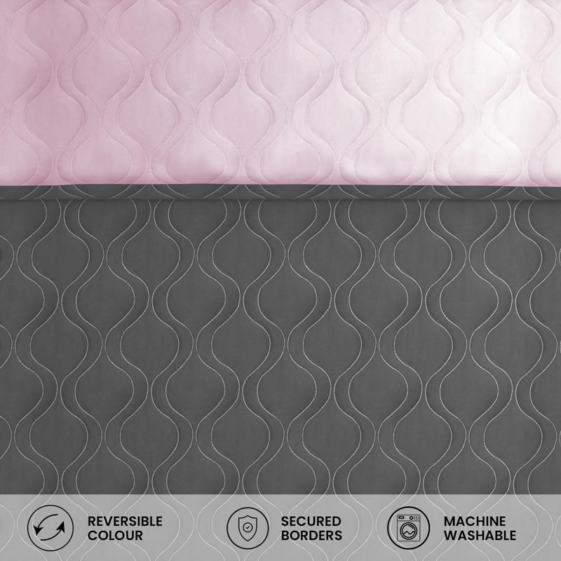 Urban Space Triad Microfiber Reversible Comforter (Grey, Rose) - 80 GSM media 6