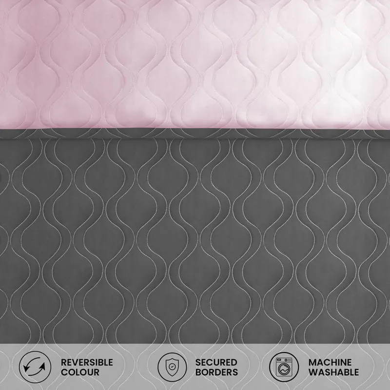 Urban Space Triad Microfiber Reversible Comforter (Grey, Rose) - 80 GSM media 6