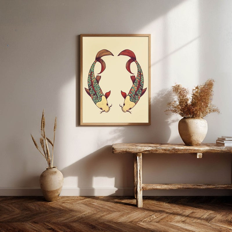 Decorative Bird Illustration Canvas Wall Painting  With Brown Frame media 6
