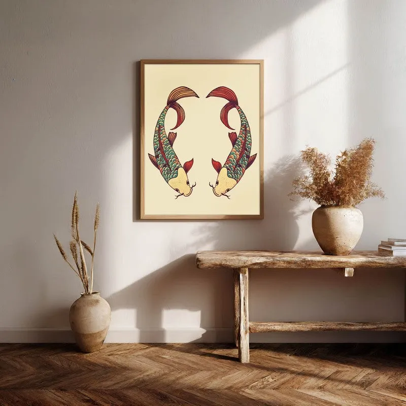 Decorative Bird Illustration Canvas Wall Painting With Brown Frame media 6