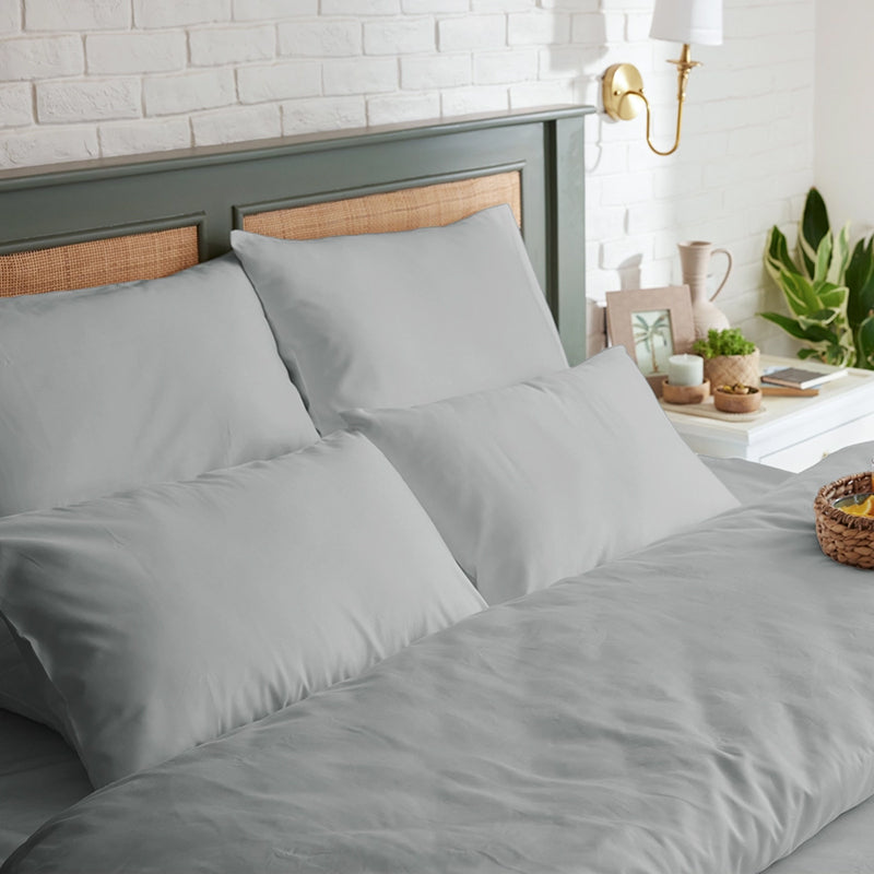 Maison Solid Cotton Bedsheet (Light Grey) - 400 TC media 12