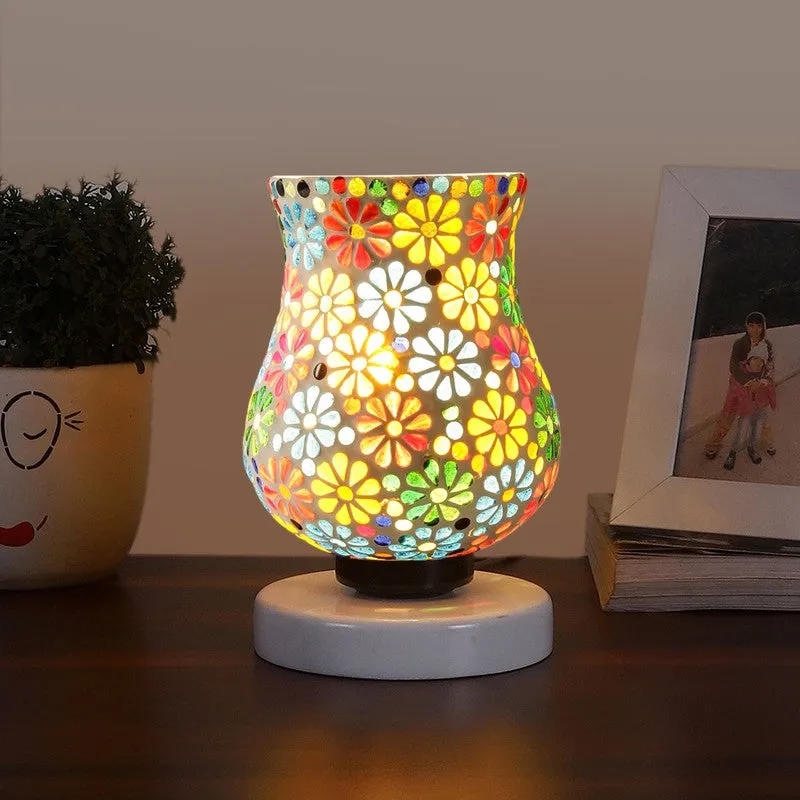 Sheenex Mosaic Glass Table Lamp With Wooden Base - Multicolor media 3