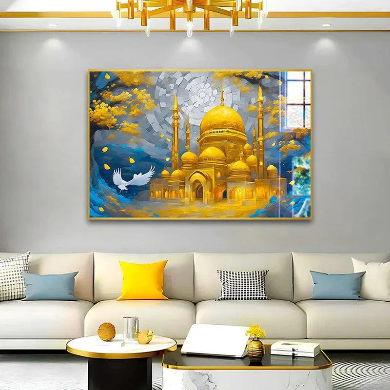 Palatial Aurum Modern Canvas Wall Art With Frame - Gold media 1
