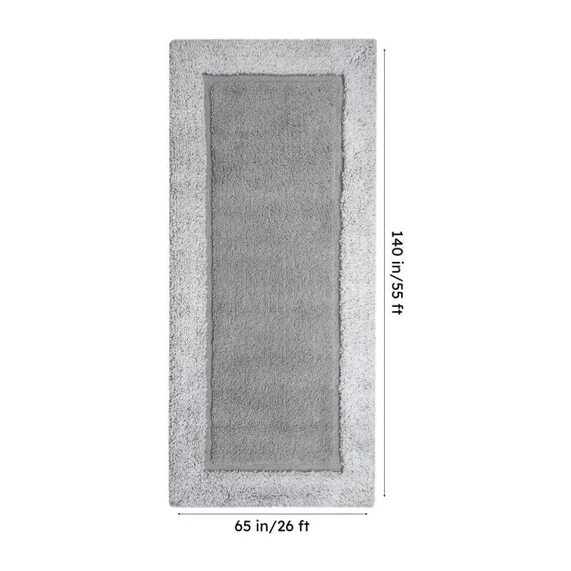 Top view of the grey rectangular runner rug