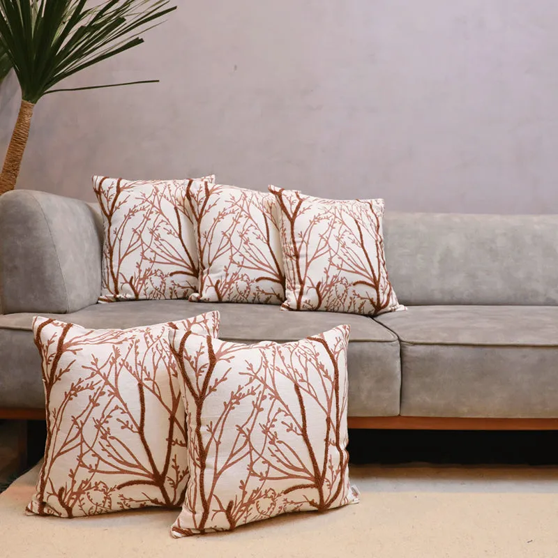 Autumn Naps Tufted Cushion Cover (White & Brown) - Set Of Five media 5