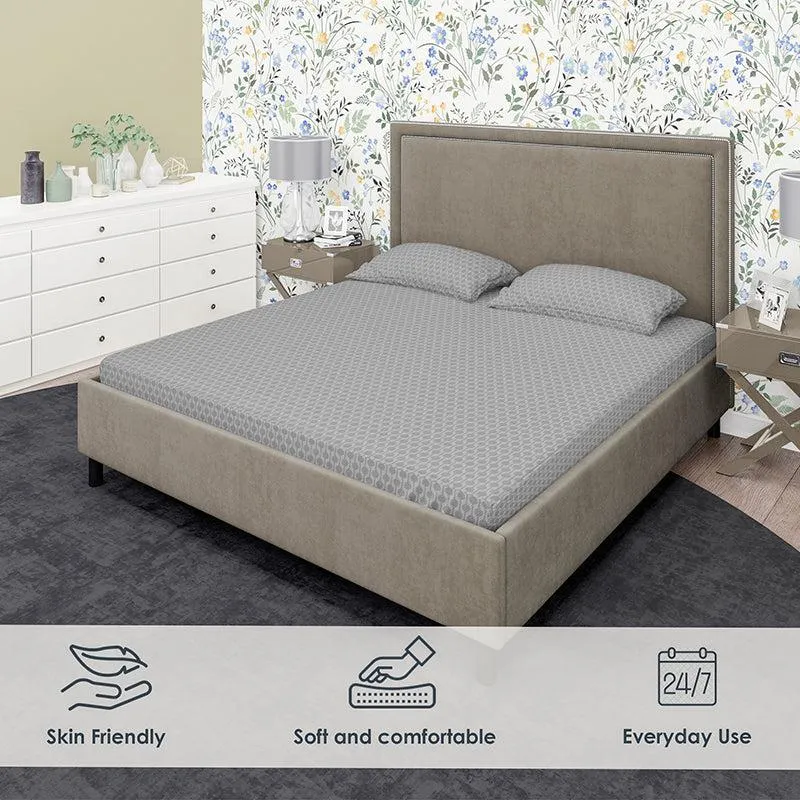 Miniature Motif Ethnic Cotton Bedsheet (Dark Grey) - 400 TC media 3