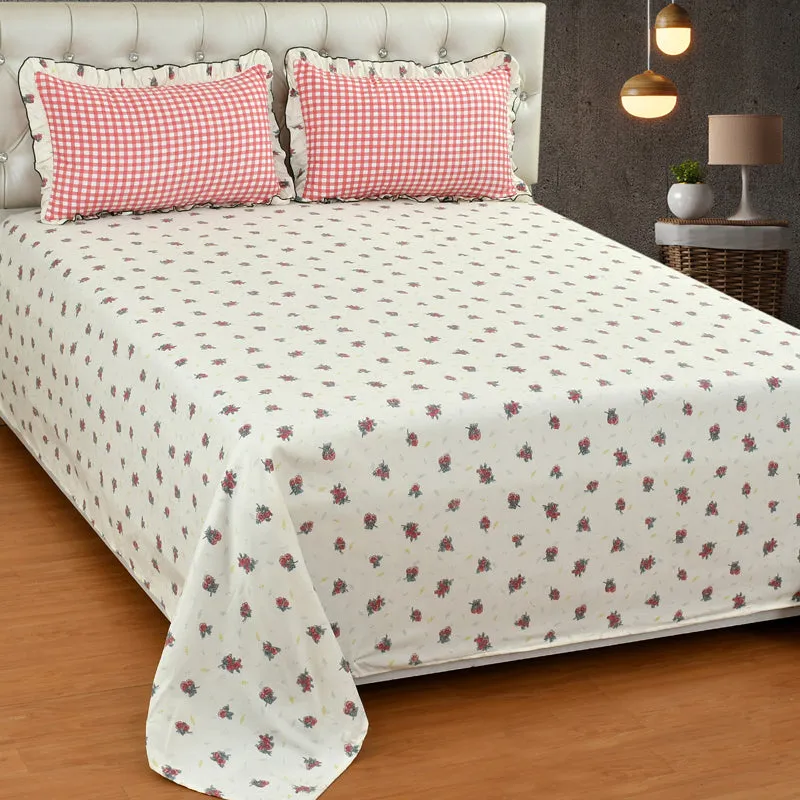 Blush Bloom Frill Micro Fiber Bedsheet - 150 GSM media 3