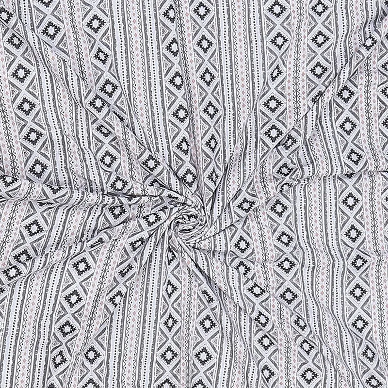 Monte Carlo Strivya Geometric Polycotton Reversible Dohar (Light Grey) - 150 GSM media 6