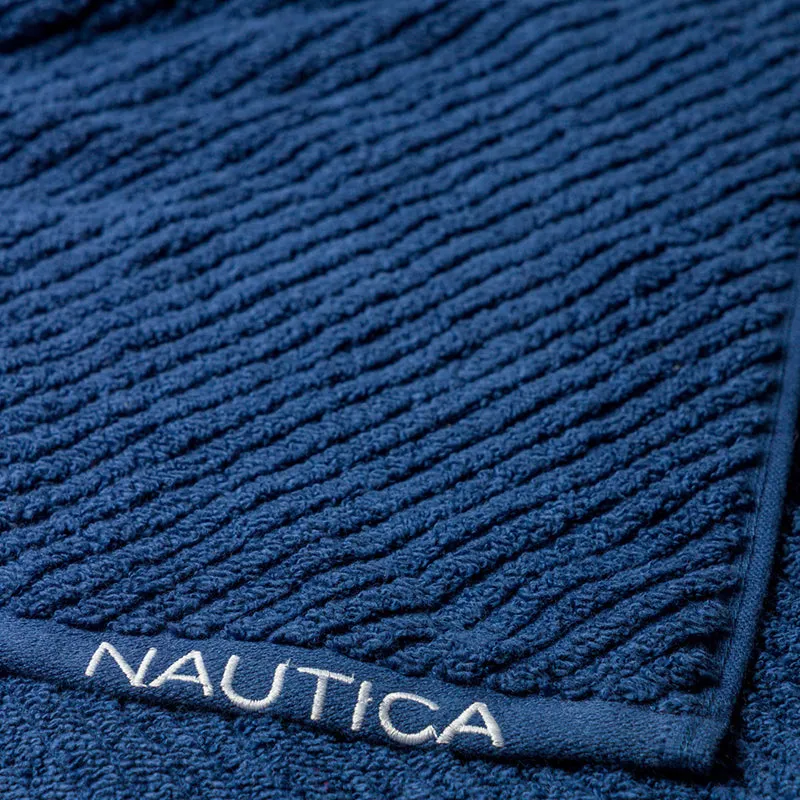 Nautica Riviera Soft Cotton Hand & Face Towel (Navy Blue & Light Blue) - Set Of Four media 6