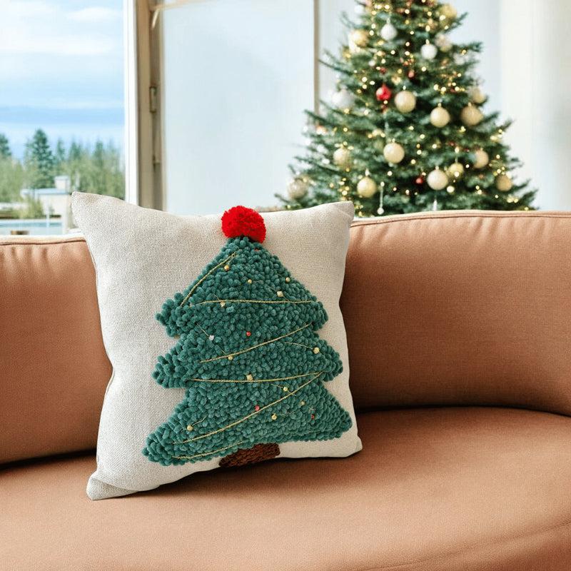 Mery Conifer Cotton Christmas Cushion Cover media 5