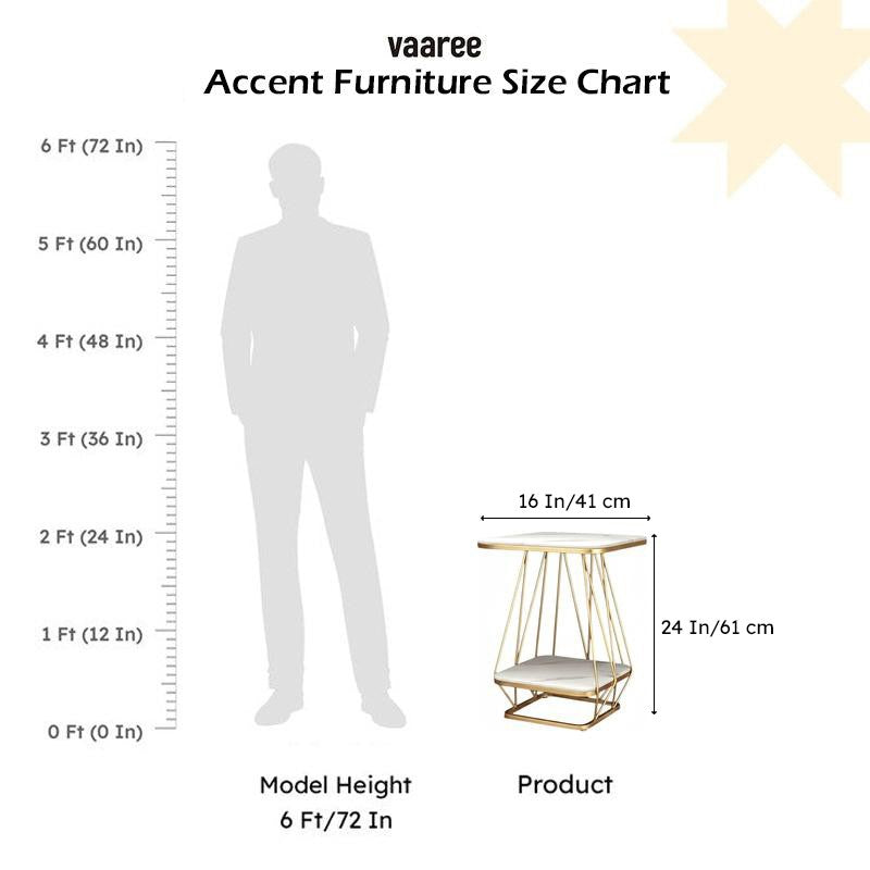 Solstice Form Metal Accent Table with Marble Top - White & Gold media 6